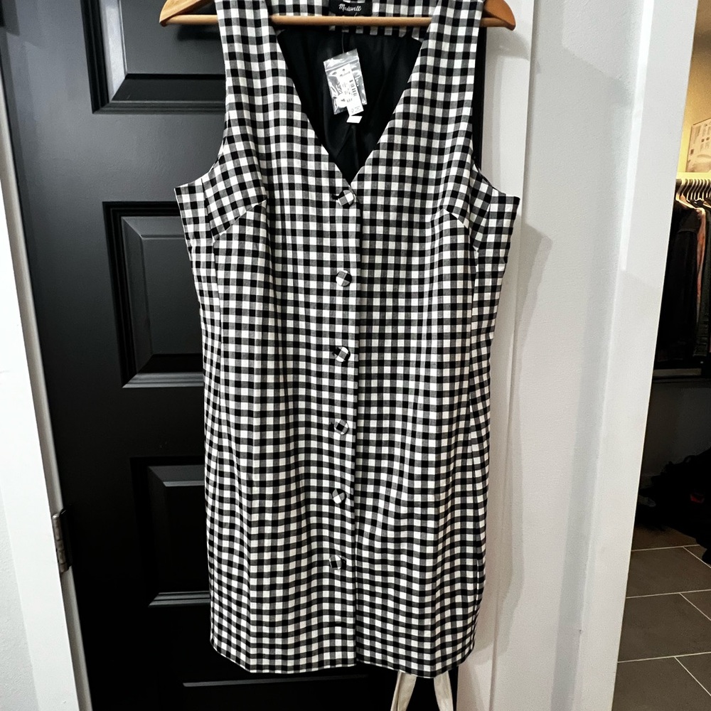 Madewell V-Neck Mini Vest Dress in Gingham. NWT - Picture 7 of 9